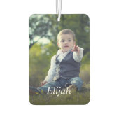 写真パーソナライズされたと名前の子供の一種 カーエアーフレッシュナー (裏面)