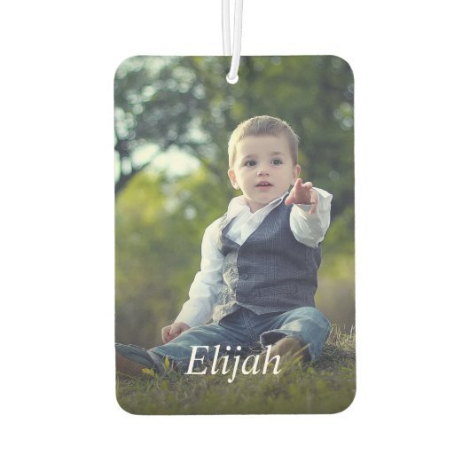 写真パーソナライズされたと名前の子供の一種 カーエアーフレッシュナー (裏面)