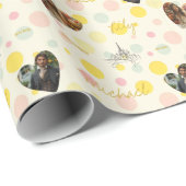 写真パーソナライズされたと名前の水玉模様 ラッピングペーパー (ロールコーナー)