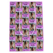 写真パーソナライズされたと名前の誕生日ラップ ミディアムペーパーバッグ (裏面)