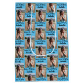 写真パーソナライズされたと名前の誕生日ラップ ミディアムペーパーバッグ (裏面)