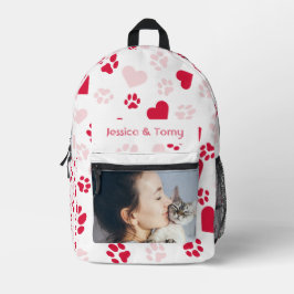 写真パーソナライズされたと名前のPawプリントのパターン プリントバックパック