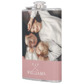 写真パーソナライズされたと名前ほこりっぽいバラピンク フラスク (左)