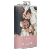 写真パーソナライズされたと名前ほこりっぽいバラピンク フラスク (右)