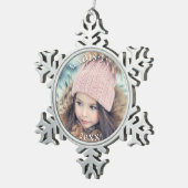 写真パーソナライズされたと名前クリスマス・ホリデー スノーフレークピューターオーナメント (右)