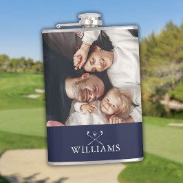 写真パーソナライズされたと名前ゴルフクラブNavy Blue フラスク