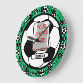 写真パーソナライズされたと名前サッカーの壁時計 ラージ壁時計 (傾斜)