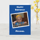 写真パーソナライズされたと名前チャイルドの誕生日 カード (黄色い花)