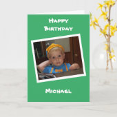 写真パーソナライズされたと名前チャイルドの誕生日 カード (黄色い花)