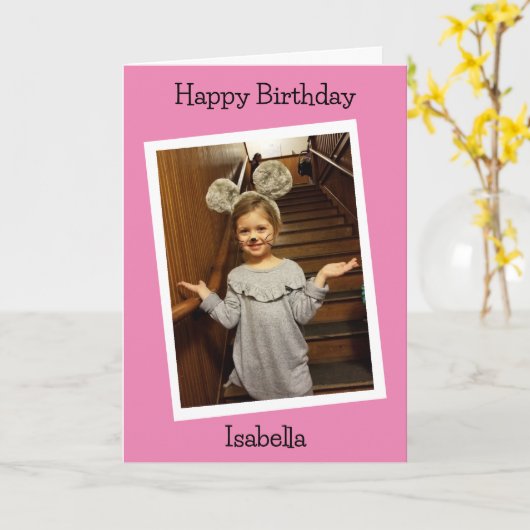 写真パーソナライズされたと名前チャイルドの誕生日 カード (黄色い花)