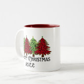 写真パーソナライズされたと名前メリークリスマス ツートーンマグカップ (正面左)