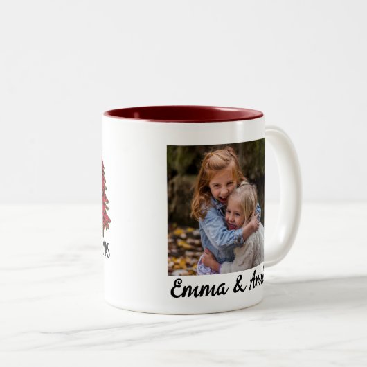 写真パーソナライズされたと名前メリークリスマス ツートーンマグカップ (正面右)
