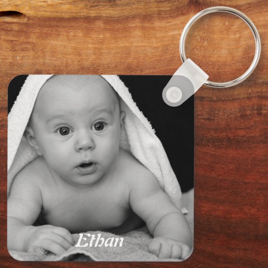 写真パーソナライズされたと名前 キーホルダー (裏面)