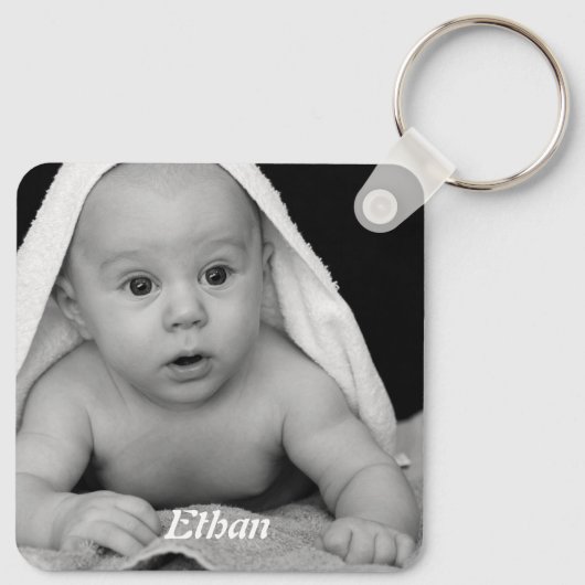 写真パーソナライズされたと名前 キーホルダー (裏面)