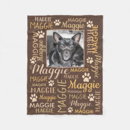写真パーソナライズされたと名前 |ブラウンドッグ毛布 フリースブランケット
