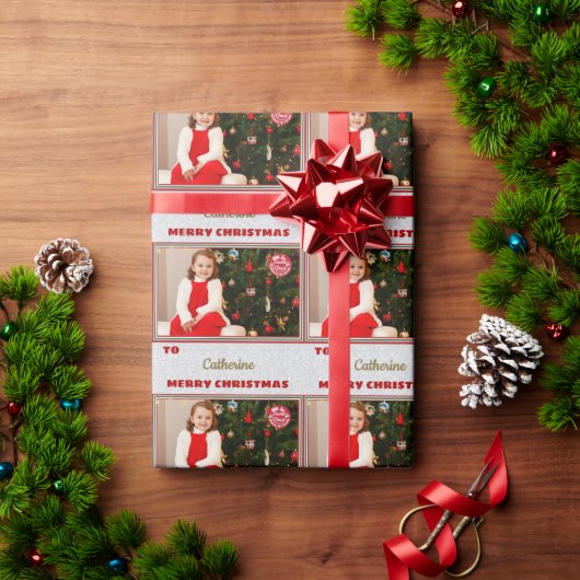 写真パーソナライズされたと名前 ラッピングペーパー (クリスマスギフト)