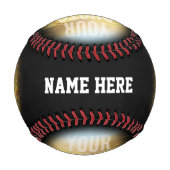 写真パーソナライズされたと名前Black Circle 野球ボール (裏面)