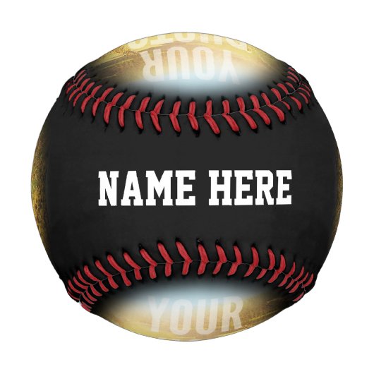 写真パーソナライズされたと名前Black Circle 野球ボール (裏面)