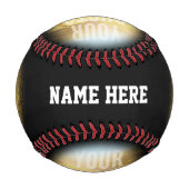 写真パーソナライズされたと名前Black Circle 野球ボール (正面)
