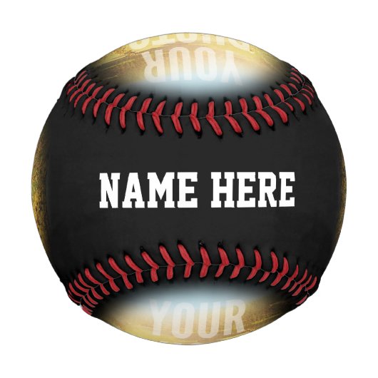 写真パーソナライズされたと名前Black Circle 野球ボール (正面)