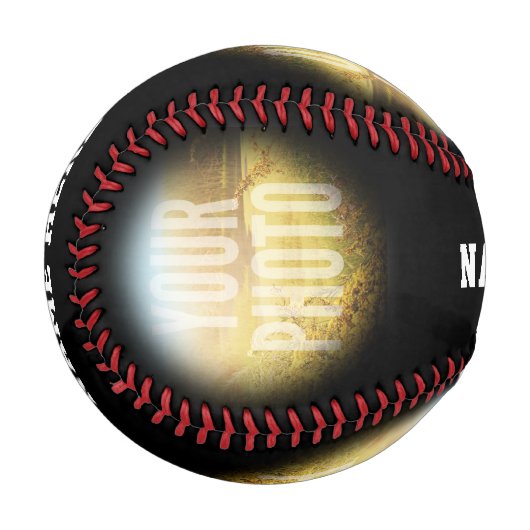 写真パーソナライズされたと名前Black Circle 野球ボール (正面左)