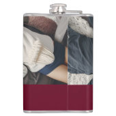 写真パーソナライズされたと名前Burgundy Red フラスク (裏面)