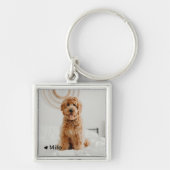 写真パーソナライズされたと名前Pet Keychain キーホルダー (正面)