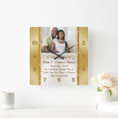 写真パーソナライズされたと壁結婚時計の贈り物 スクエア壁時計 (ホーム)