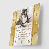 写真パーソナライズされたと壁結婚時計の贈り物 スクエア壁時計 (傾斜)