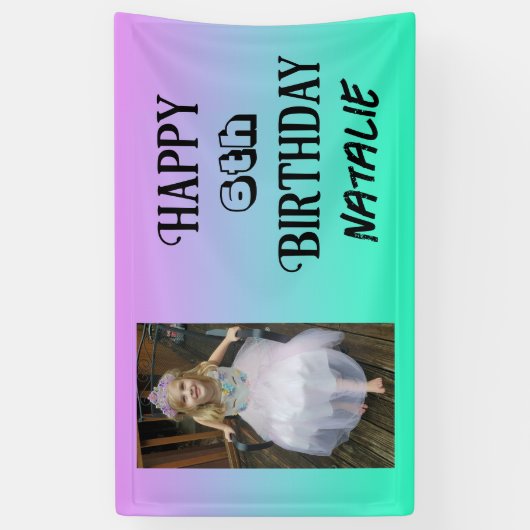 写真パーソナライズされたと年齢のハッピーバースデー 横断幕 (縦)