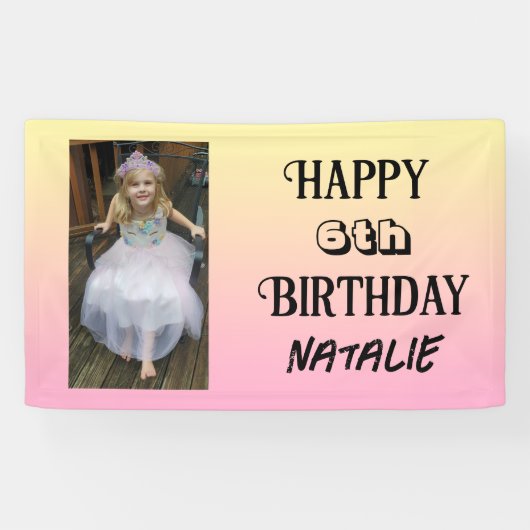 写真パーソナライズされたと年齢のハッピーバースデー 横断幕 (横)