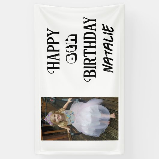 写真パーソナライズされたと年齢のハッピーバースデー 横断幕 (縦)