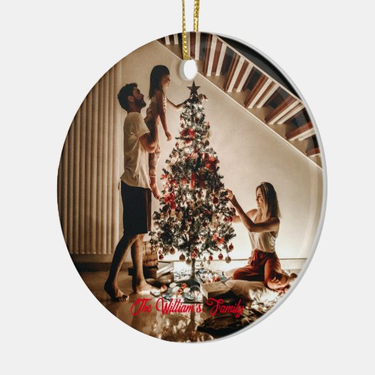 写真パーソナライズされたと文字のカスタム家族 セラミックオーナメント (左)