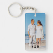 写真パーソナライズされたと文字のコラージュモダン キーホルダー (正面)