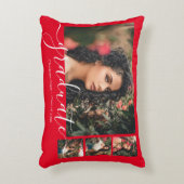 写真パーソナライズされたと文字のコラージュ卒業生 アクセントクッション (正面(垂直))