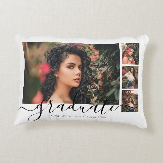 写真パーソナライズされたと文字のコラージュ卒業生 アクセントクッション (裏面)