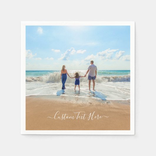 写真パーソナライズされたと文字のナプキン スタンダードカクテルナプキン (正面)