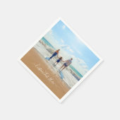 写真パーソナライズされたと文字のナプキン スタンダードカクテルナプキン (角)