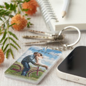 写真パーソナライズされたと文字の写真コラージュ キーホルダー (正面右)