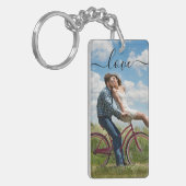 写真パーソナライズされたと文字の写真コラージュ キーホルダー (正面左)