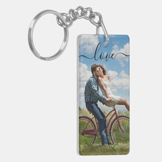 写真パーソナライズされたと文字の写真コラージュ キーホルダー (正面左)