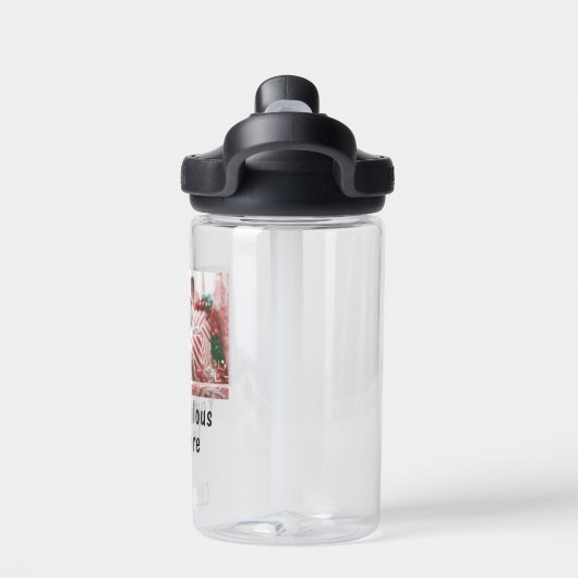 写真パーソナライズされたと文字の子供 ウォーターボトル (背面)