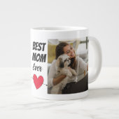 写真パーソナライズされたと文字の犬の母最高のが2人 ジャンボコーヒーマグカップ (正面右)