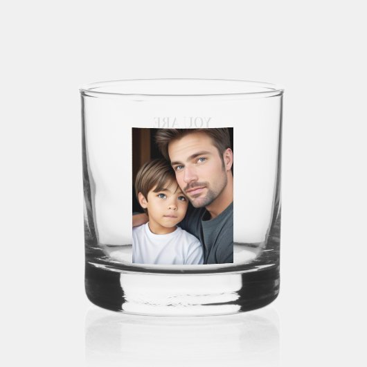 写真パーソナライズされたと文字は今まで最高のも ウイスキーグラス (裏面)