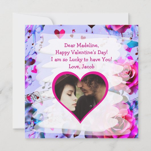 写真パーソナライズされたと文字アニメバレンタインデー カード (裏面)