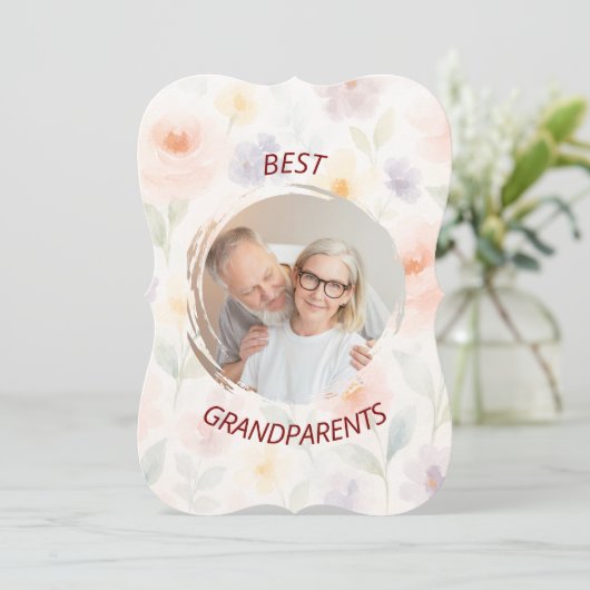 写真パーソナライズされたと文字カード | 最高の祖父母 (スタンド正面)