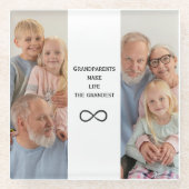 写真パーソナライズされたと文字コースターfor祖父母 ガラスコースター (正面)