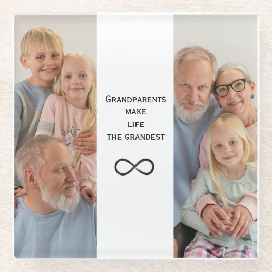 写真パーソナライズされたと文字コースターfor祖父母 ガラスコースター (正面)