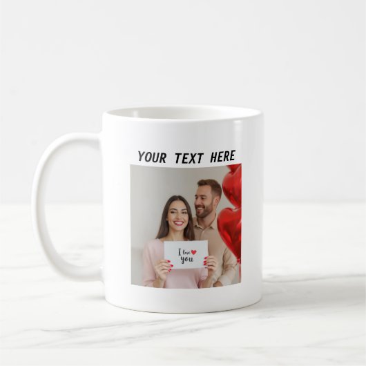 写真パーソナライズされたと文字ハッピーバレンタインデー コーヒーマグカップ (左)