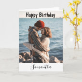 写真パーソナライズされたと文字ハッピーバースデー カード (黄色い花)